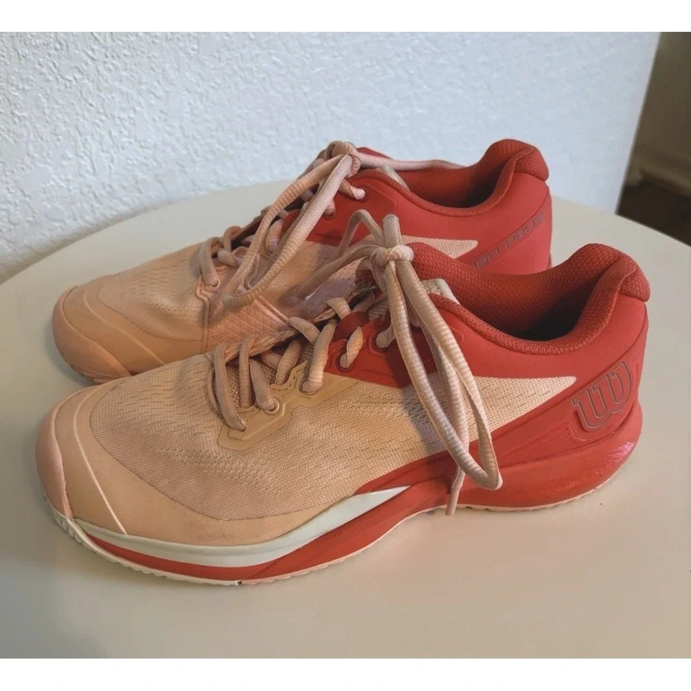 Women's WILSON Rush Pro 3.5 Tennis Shoes Sneakers WRS327320 Size 6.5 PEACH CORAL - Picture 1 of 9